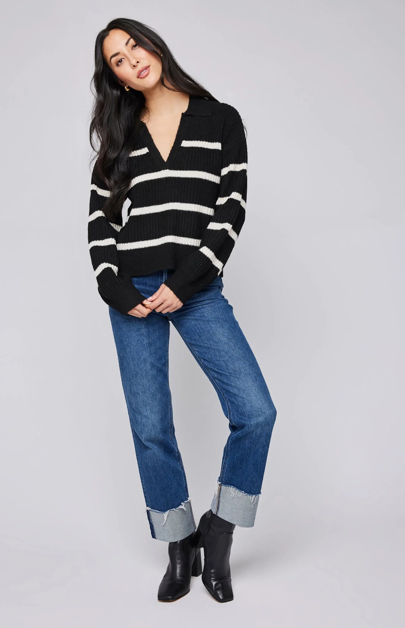 Beckett Sweater in Black Stripe