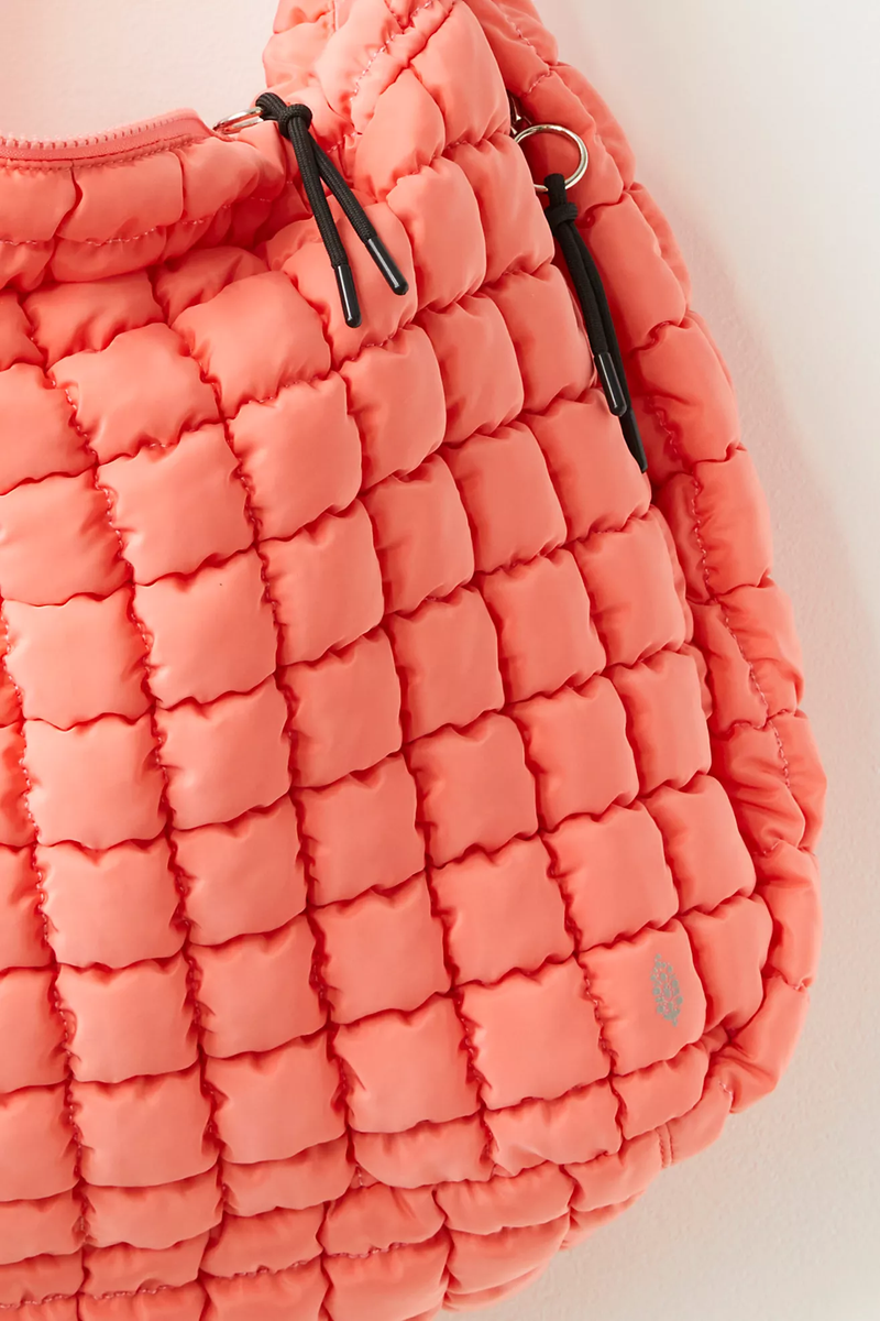 Quilted Carryall Bag in Coral
