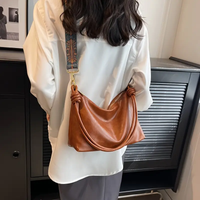 Knotted Vegan Leather Shoulder Bag in Cognac