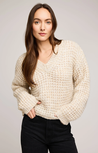 Willow V-Neck Sweater | Heather Oat