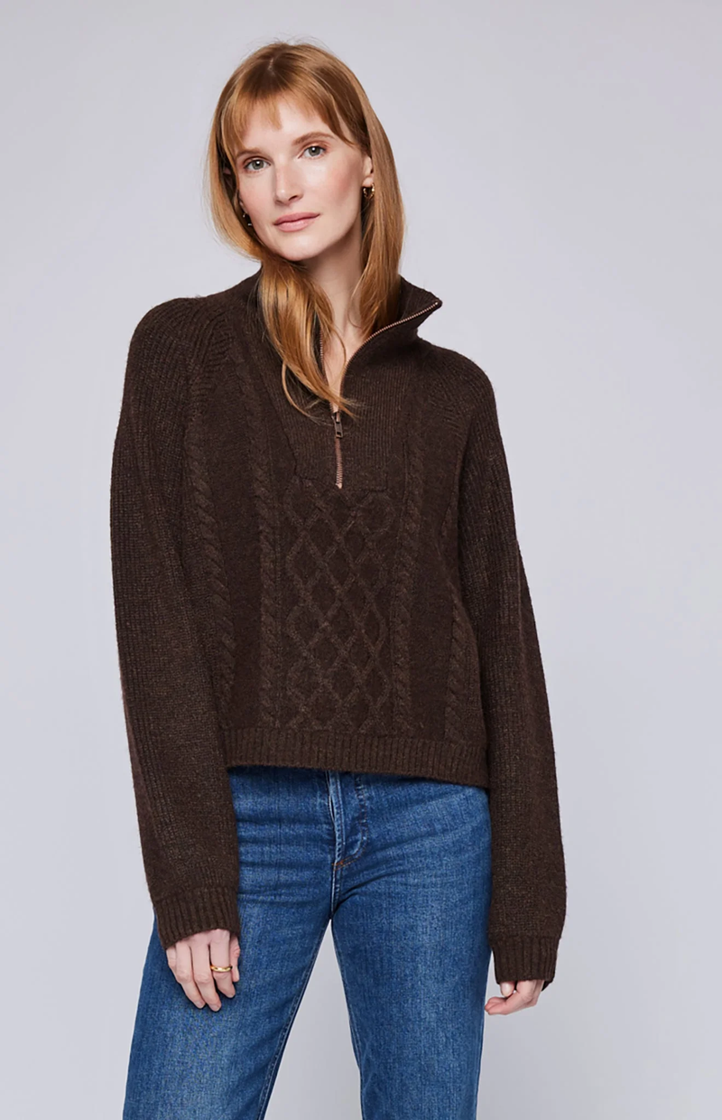 Georgie Half-Zip Pullover in Espresso