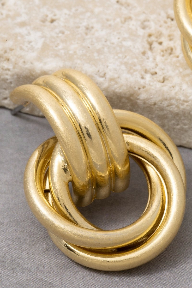 Vintage Gold Dipped Knot Hoop Earrings