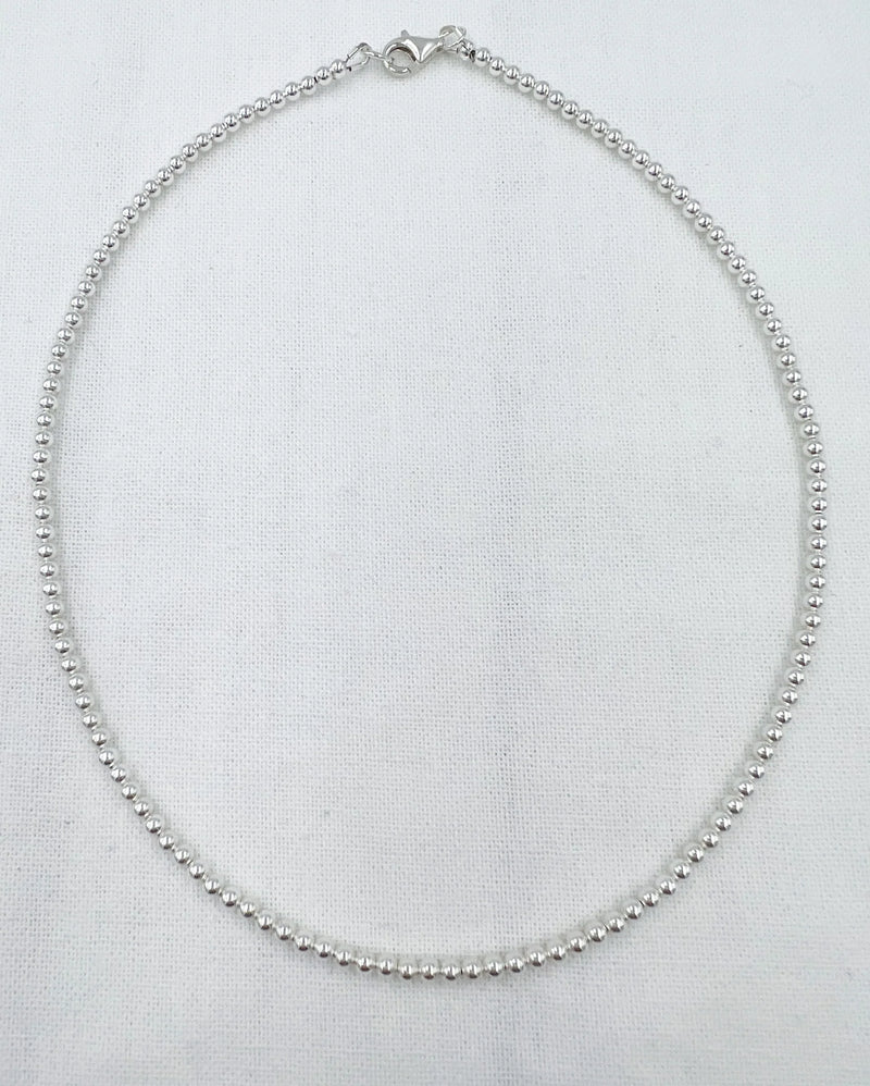 Sterling Silver Beaded Necklace | LEAVE ON