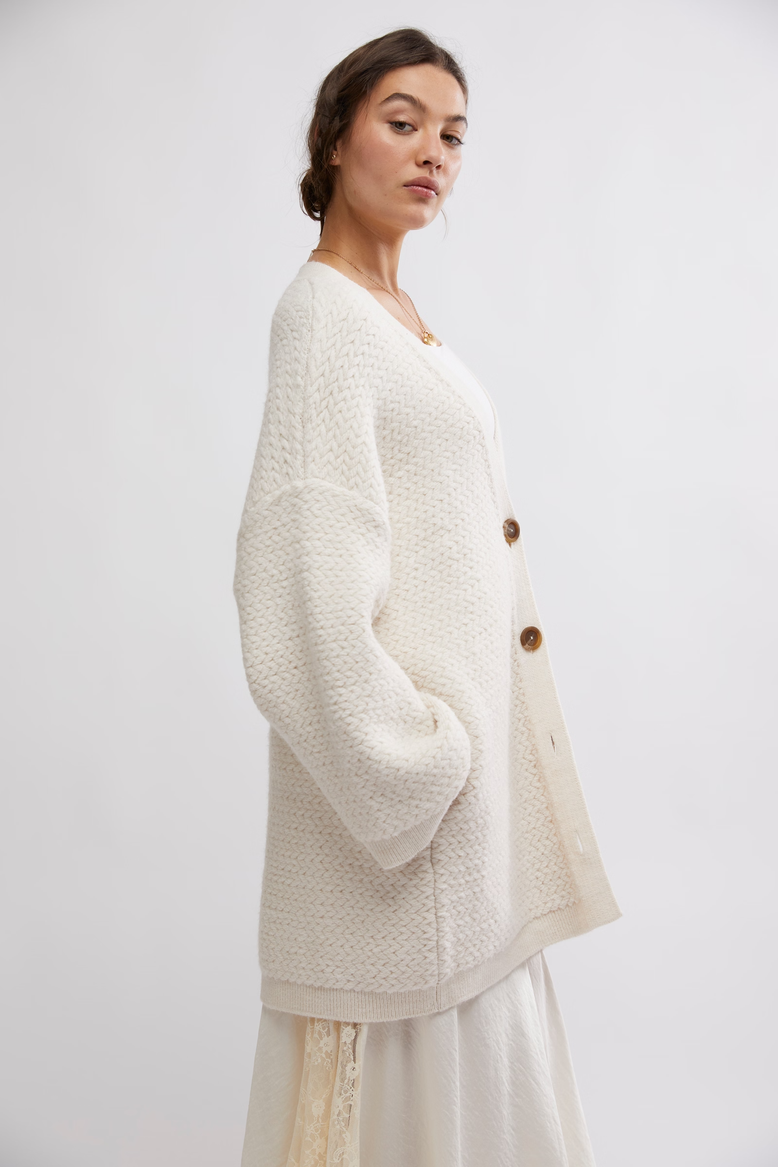 Herringbone Stitch Kimono in Ivory