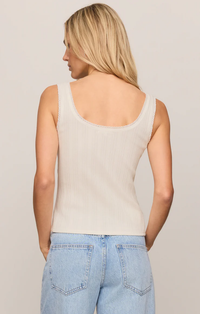 Lainey Pointelle Button Front Tank in Cloud