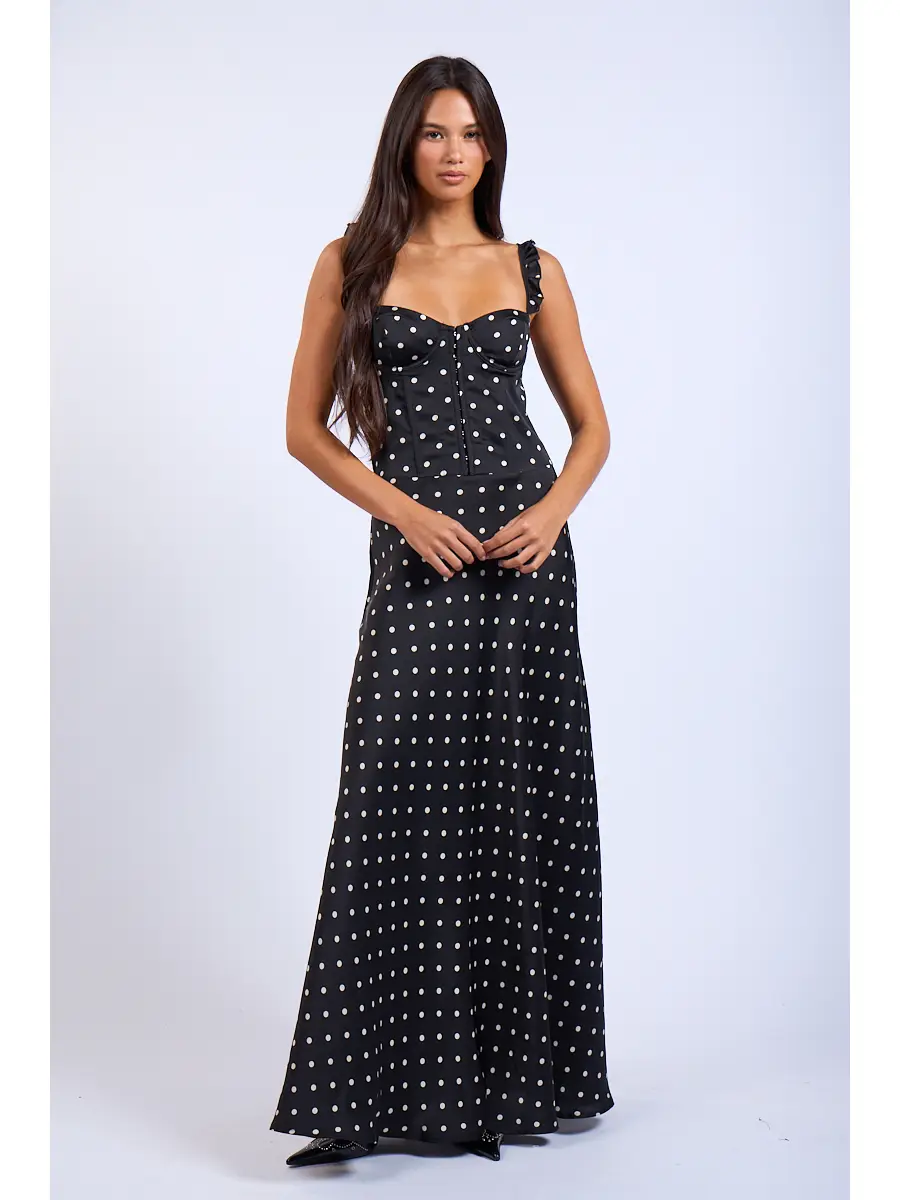 Polka Dot Corset Fit and Flare Maxi
