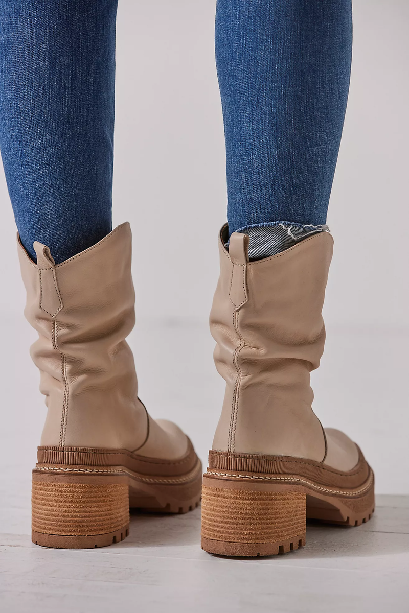 Mel Slouch Boot in Bone Leather