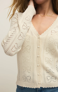 Gema Pointelle Cardigan | Cloud