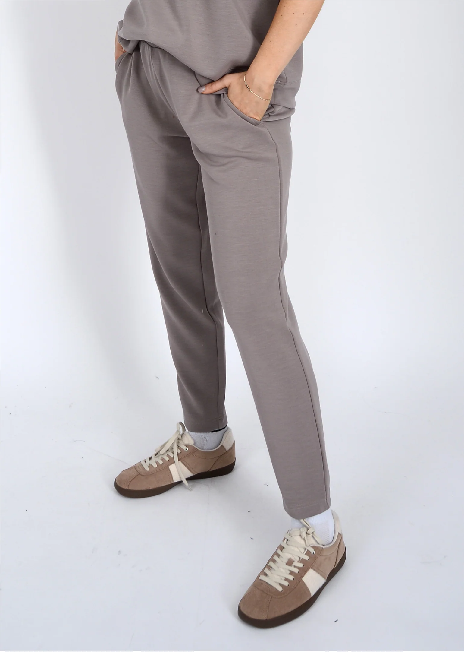 Julina Soft Knit Jogger in Taupe