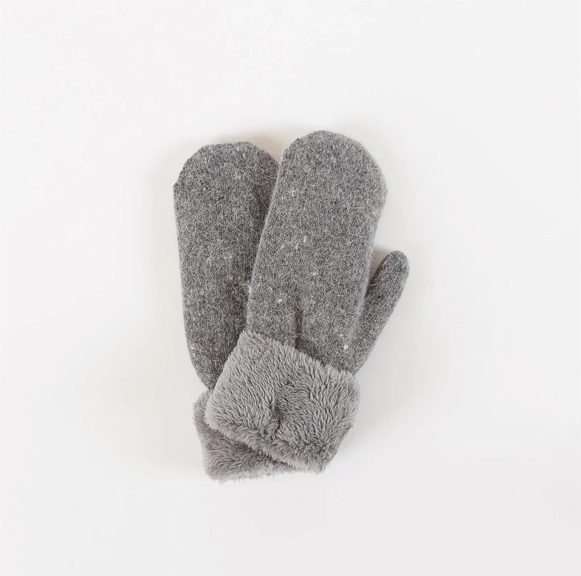 Sherpa Lined Mittens in Dark Grey