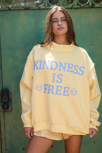 Kindness Is Free Reversible Graphic Sweater | Butter Yellow