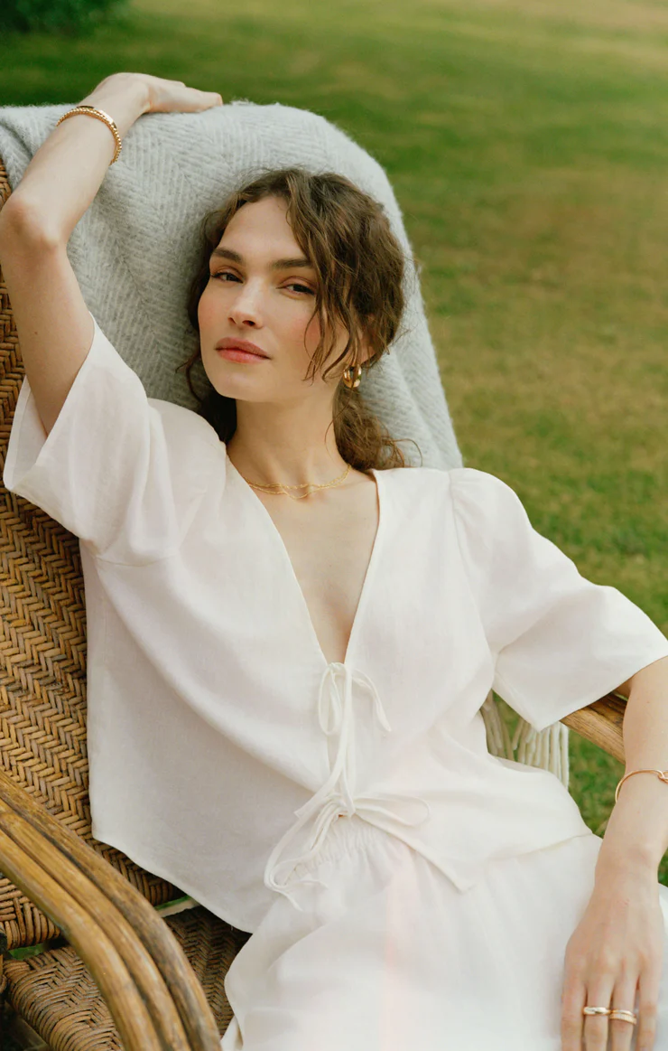 La Belle Linen Cropped Top