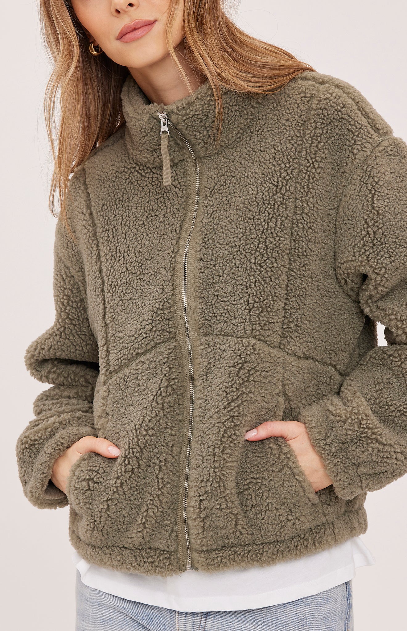 Camden Sherpa Jacket in Sage