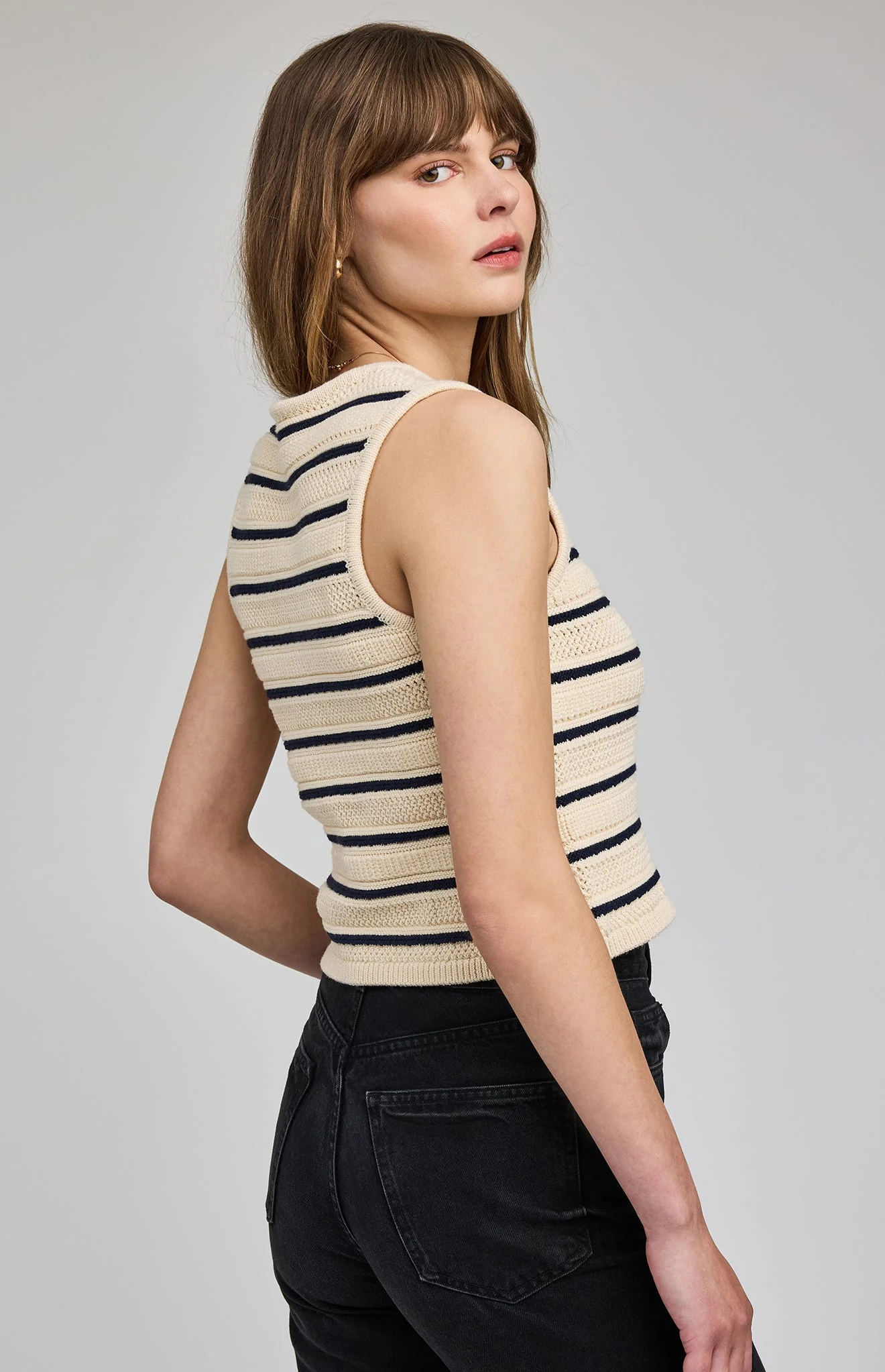 Mariana Knit Vest | Navy Stripe
