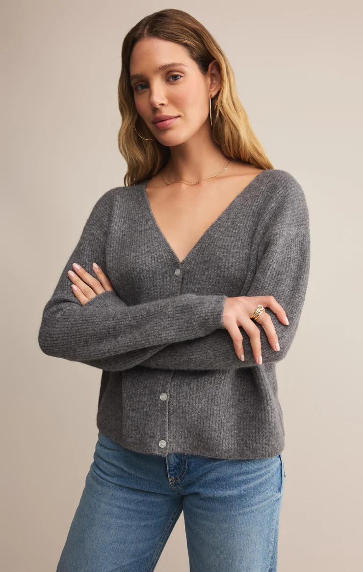 Emile V-Neck Cardigan | Classic Heather Grey