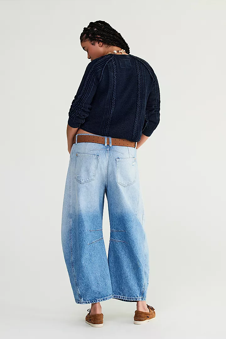 Good Luck Mid-Rise Barrel Jean in Barnyard Blue