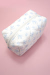 Quilted Bow Cosmetic Pouch Bag | Multiple Colours