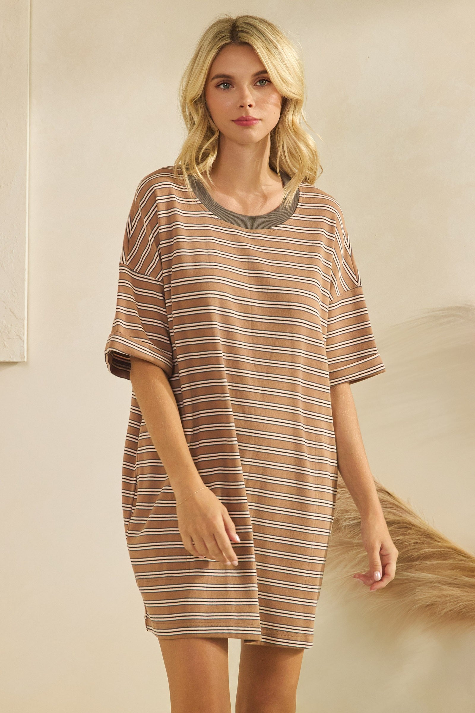 Stripe Knit Oversized Top/Dress