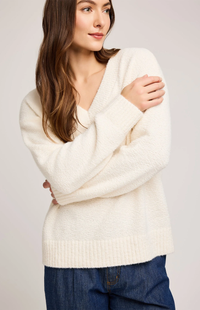Tilda V-Neck Sweater in Cream