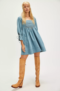 Sonora Denim Mini Dress in Cornflower