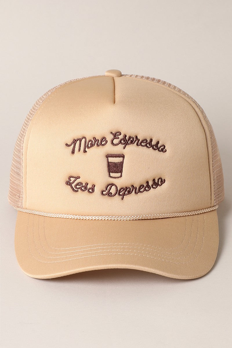 More Espresso Less Depresso Trucker Hat