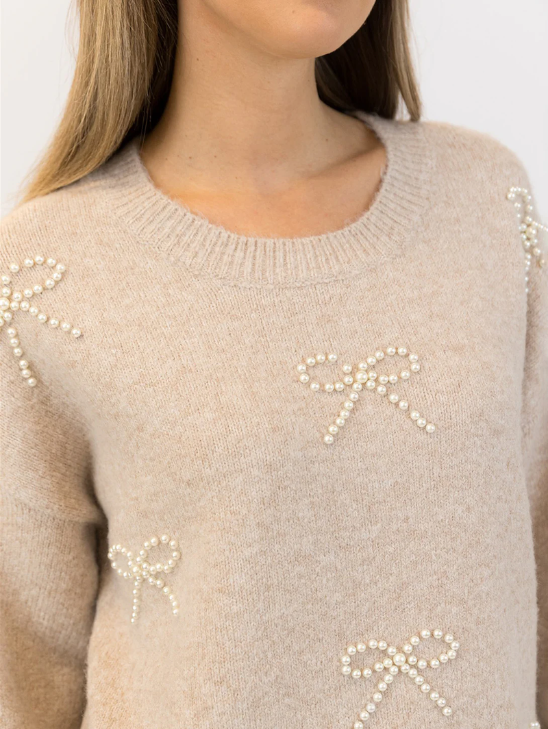 Bows Sweater in Beige
