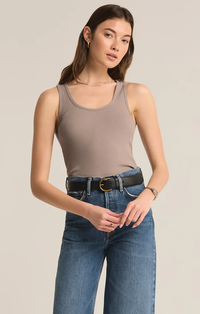 Essy Rib Cropped Tank In Taupe