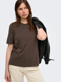 Happy Short Sleeve O-Neck Tee in Chocolate