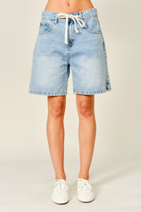 Straight Bermuda Denim Short With Drawstring