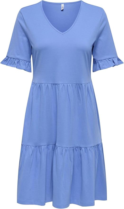 ONLBLOOM S/S V-NECK FRILL DRESS | Ultramarine