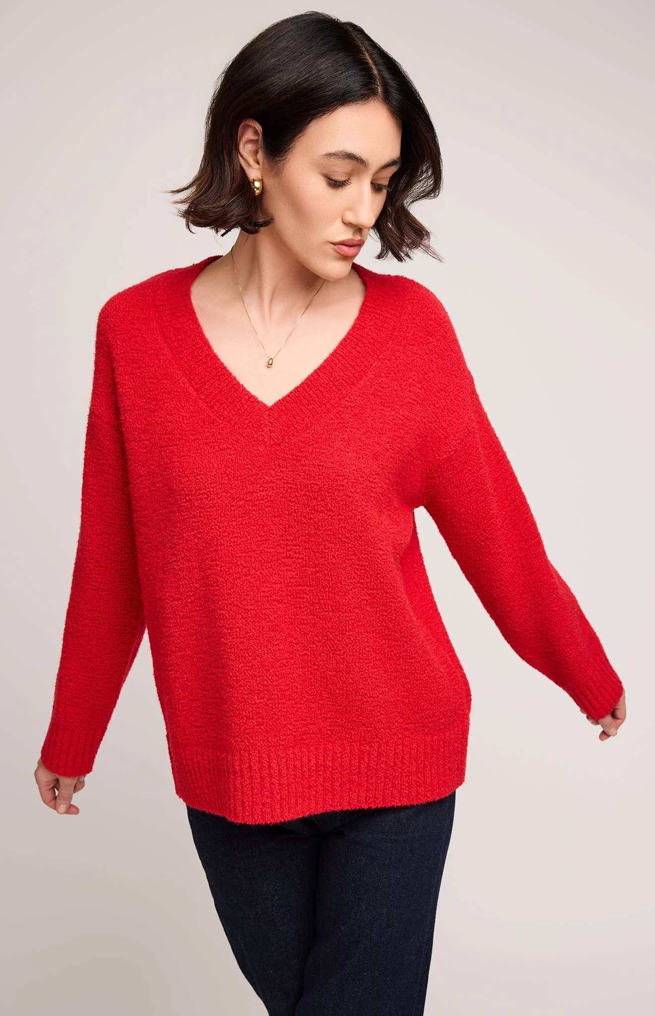 Tilda V-Neck Sweater in Red