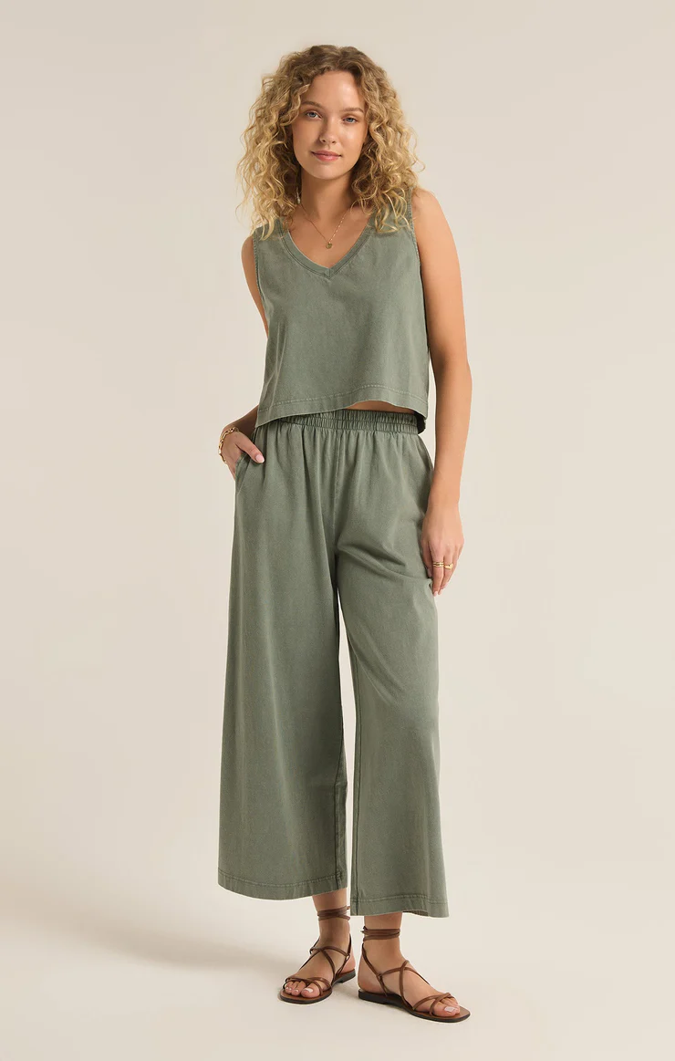 Sloane V-Neck Tank In Palm Green