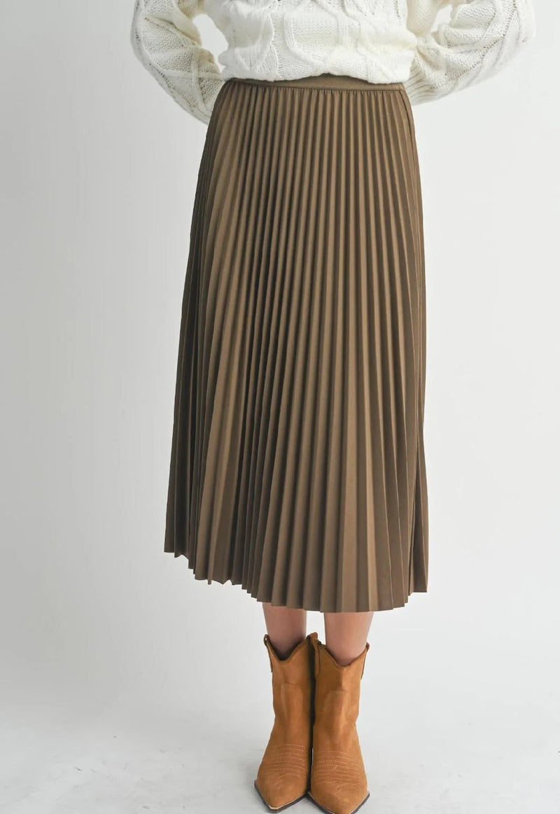 Full Of Charm Pleated Skirt In Diverse Brown