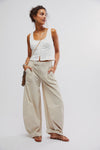 Tegan Washed Barrel Trousers In Washed Out