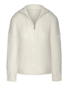 Half Zip Cable Knit Sweater in Winter White