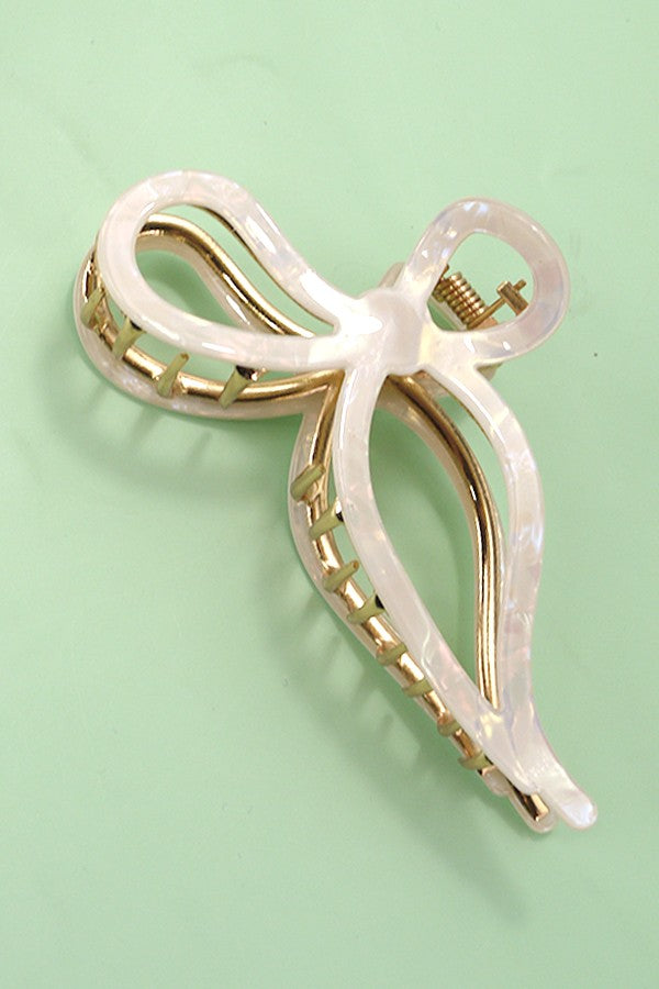 Jumbo Gold Casting Bow Hair Clip | Multiple Colours