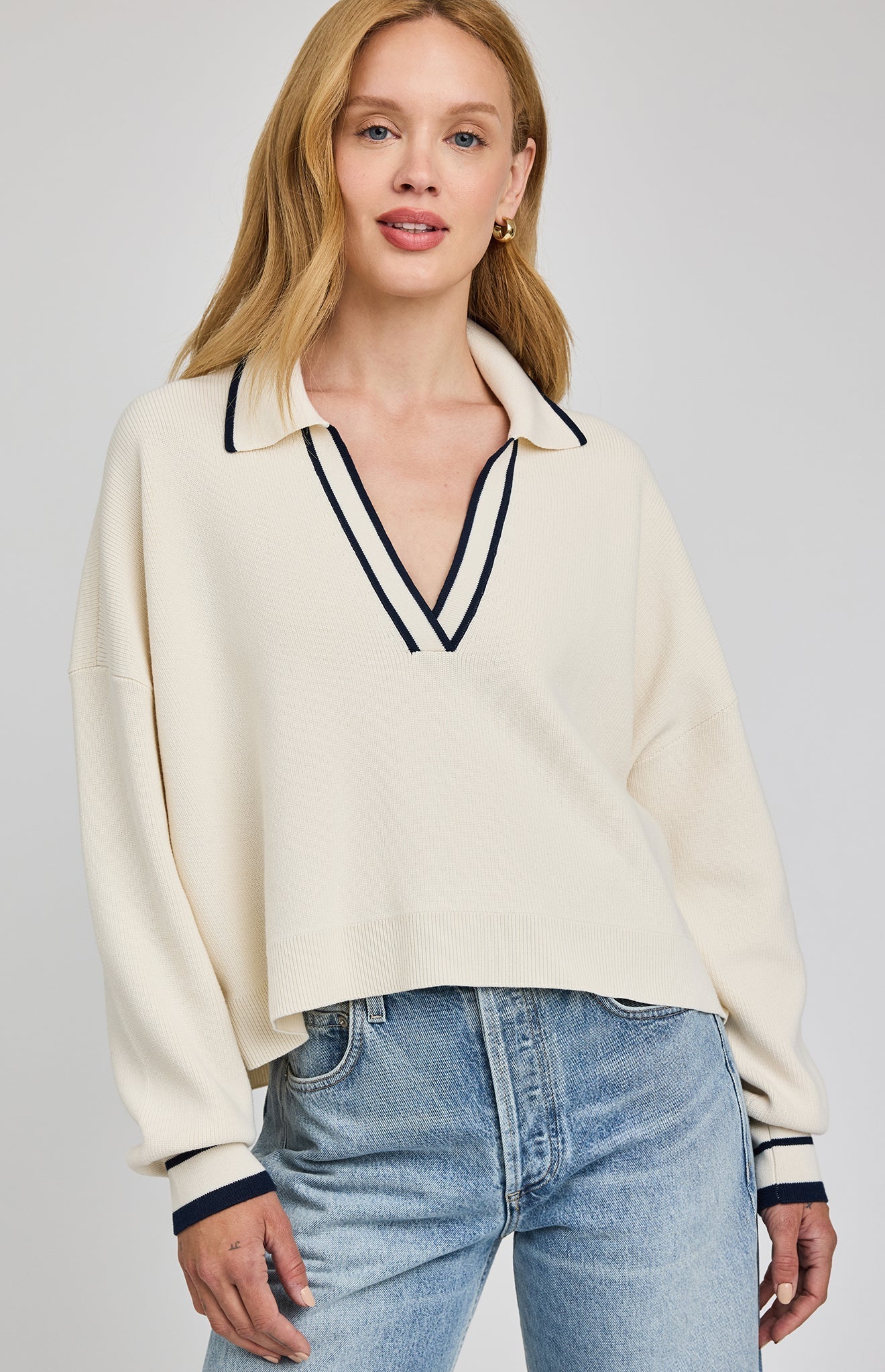 Tristan V-Neck Sweater | Cream