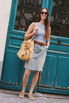 Suzy Denim Midi Skirt in Sun Stoned Blue