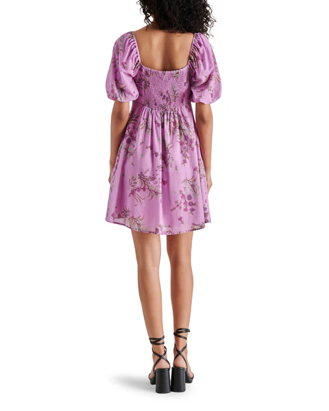 Violeta Purple Flowy Short Sleeve Dress