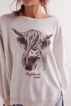 WTF Graphic Camden Pullover| Highland Cow