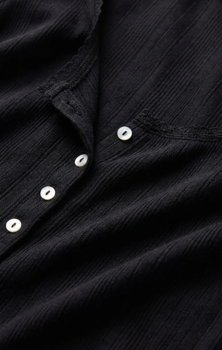 Lainey Pointelle Button Front Tank in Black