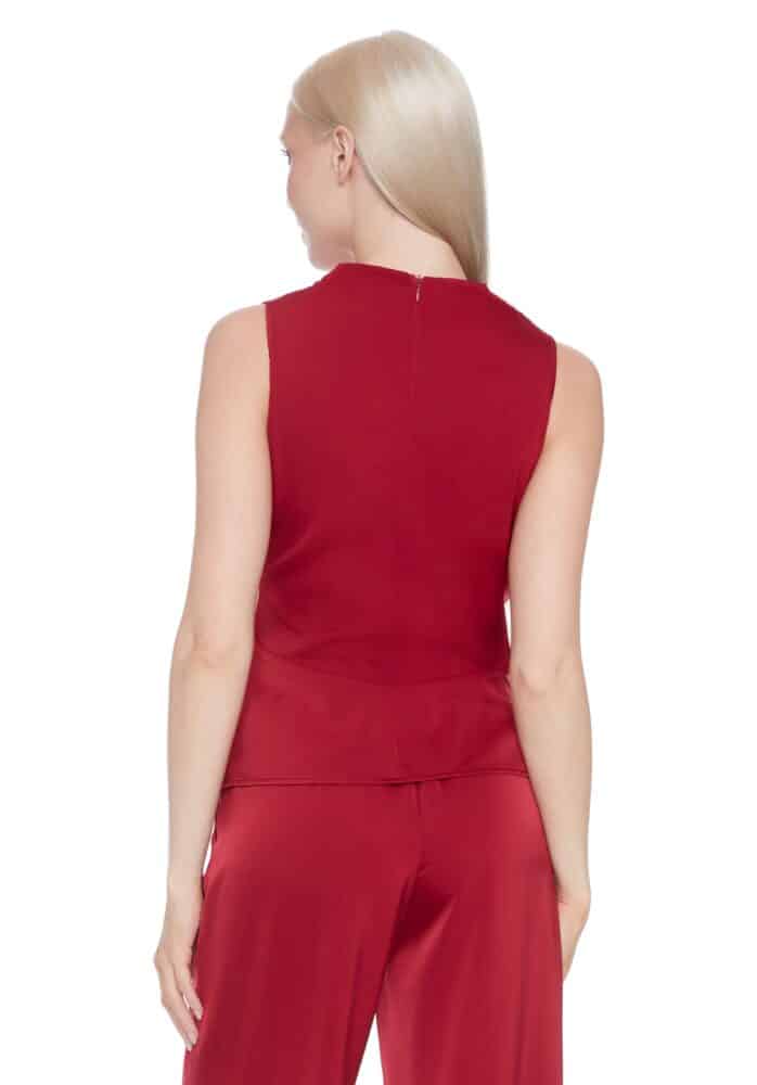 Veronica Belize Satin Sleeveless Top in Lava