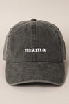 MAMA Embroidered Baseball Cap in Washed Black
