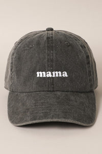MAMA Embroidered Baseball Cap in Washed Black
