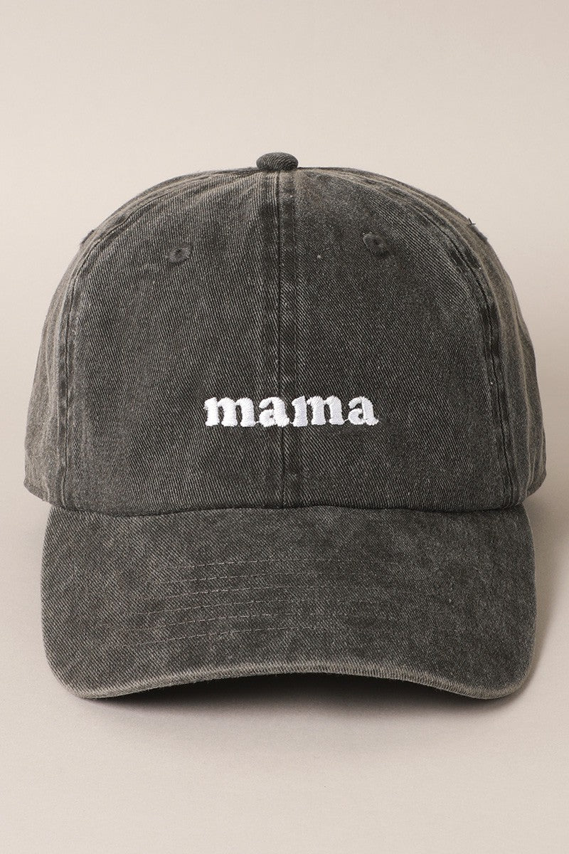 MAMA Embroidered Baseball Cap in Washed Black