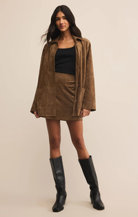 Ciera Vegan Suede Mini Skirt in Camel