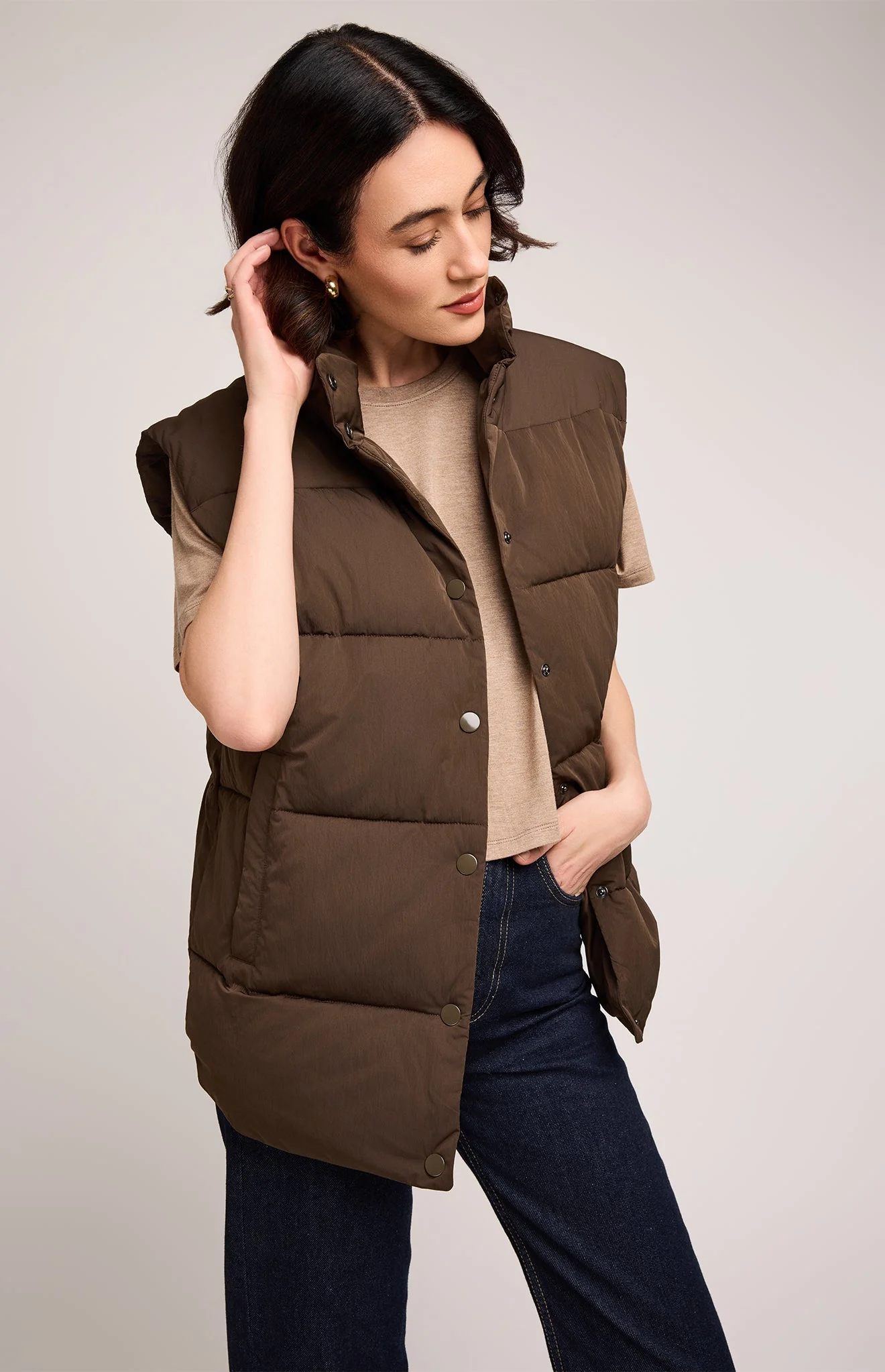 Nora Puffer Vest in Chocolate