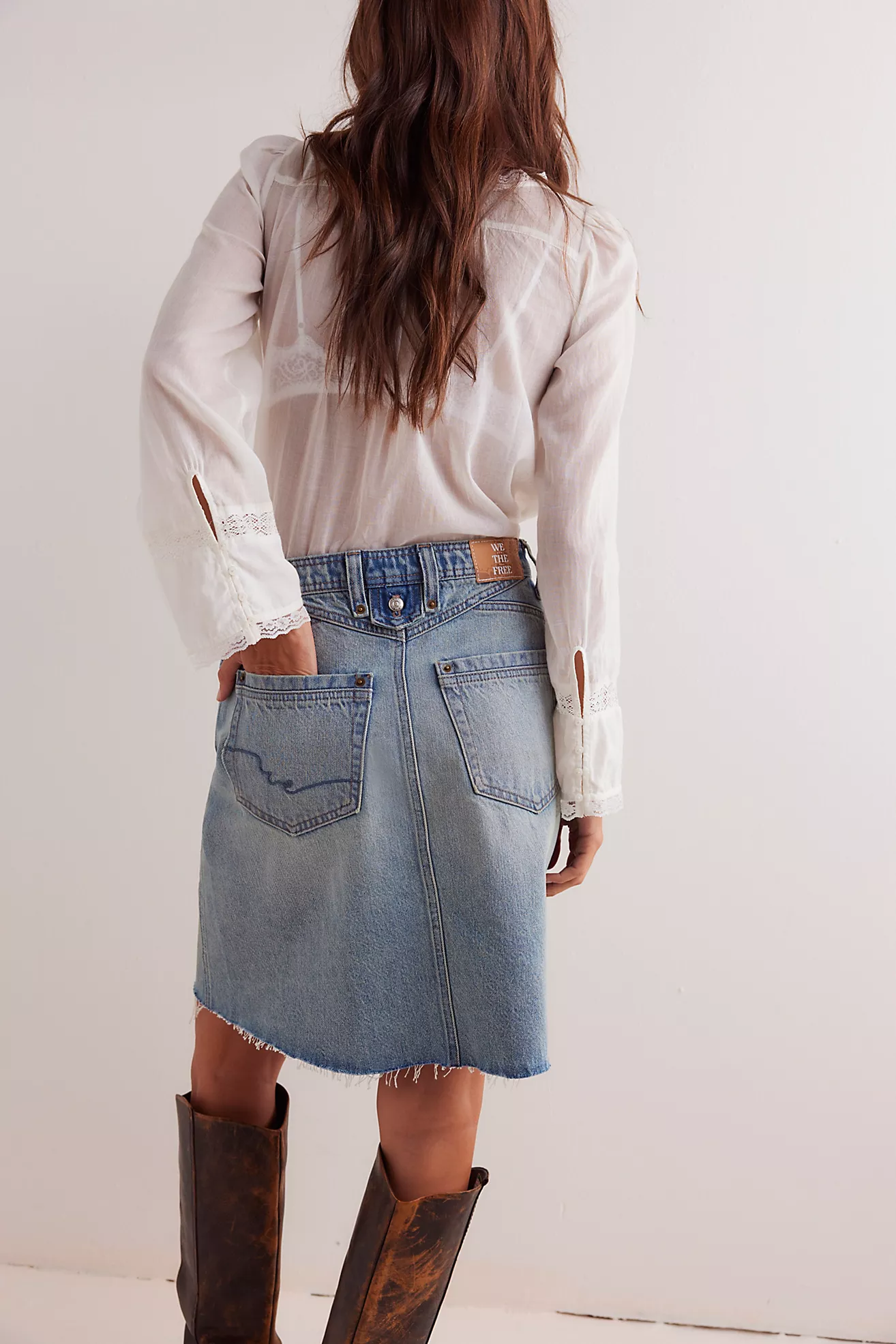Suzy Denim Midi Skirt in Sun Stoned Blue