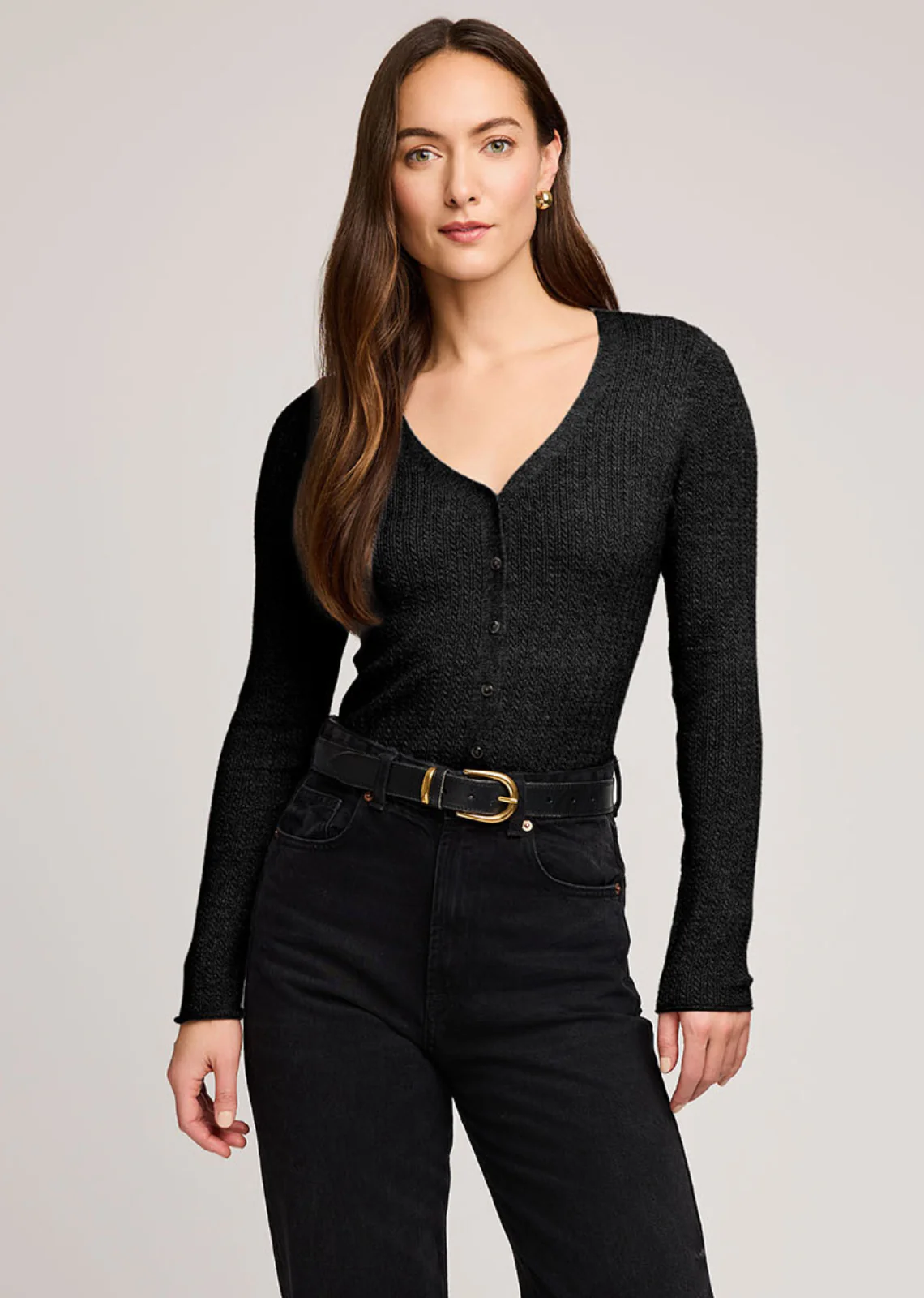 Mia V-Neck Top in Black