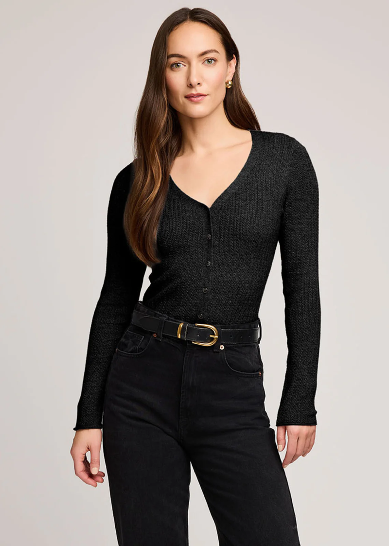 Mia V-Neck Top in Black